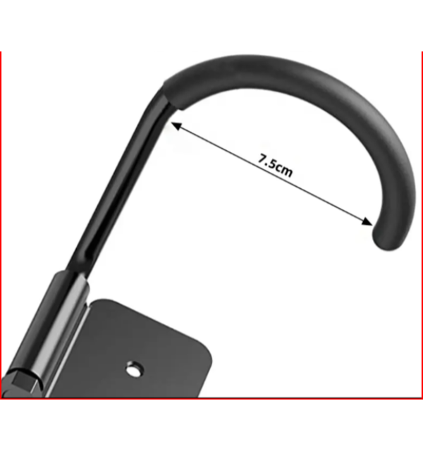 Bike Storage Hook with rear wheel plate - wall mounted, vertical hanging, swivels for more storage spece