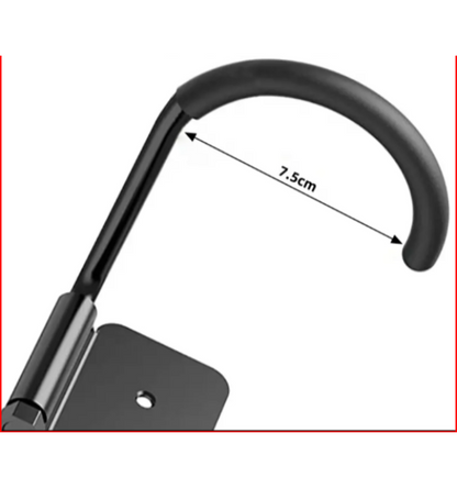 Bike Storage Hook with rear wheel plate - wall mounted, vertical hanging, swivels for more storage spece