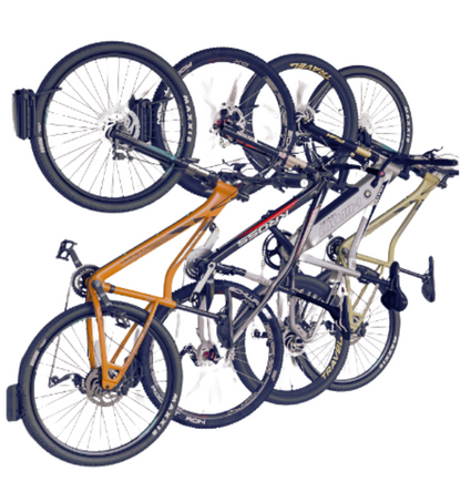 Bike Storage Hook with rear wheel plate - wall mounted, vertical hanging, swivels for more storage spece